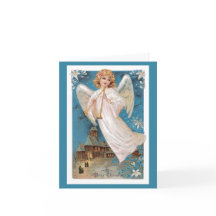 ヴィンテージクリスマスカード-メリークリスマスエンジェル