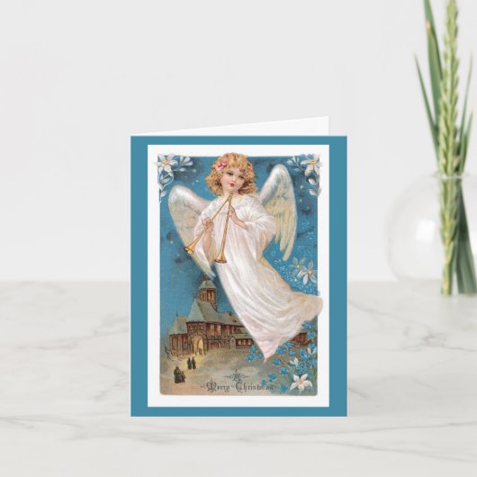 ヴィンテージクリスマスカード-メリークリスマスエンジェル シーズンカード (正面)