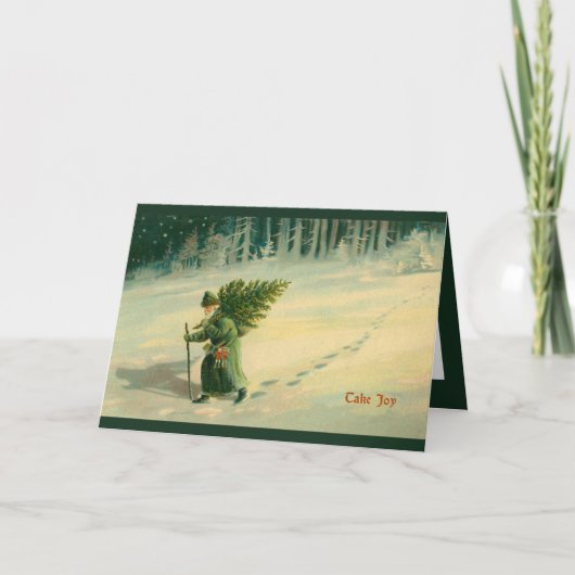 ヴィンテージクリスマスカード&ヴィンテージ詩「喜びを得る」 シーズンカード (正面)
