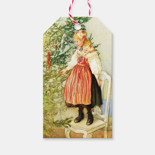 ヴィンテージクリスマスカールラーソンスウェーデン語 ギフトタグ (正面)