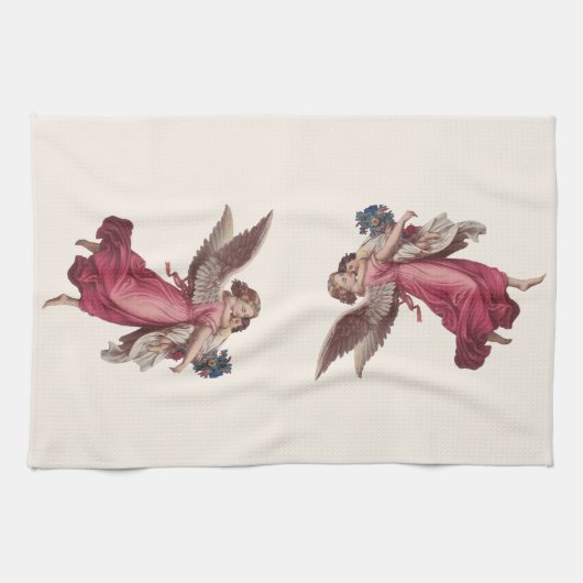 ヴィンテージクリスマスガーディアンビクトリアンエンジェル キッチンタオル (横)