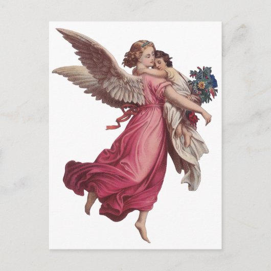 ヴィンテージクリスマスガーディアンビクトリアンエンジェル シーズンポストカード (正面)