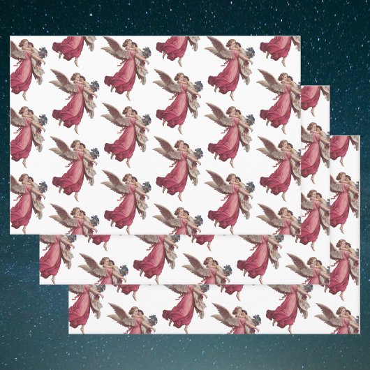 ヴィンテージクリスマスガーディアンビクトリアンエンジェル ラッピングペーパーシート