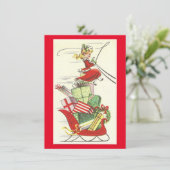 ヴィンテージクリスマスガールがプレゼント シーズンカード (スタンド正面)