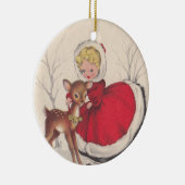 ヴィンテージクリスマスガールとベビーディアツリー セラミックオーナメント (右)
