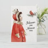 ヴィンテージクリスマスガールと（鳥）ショウジョウコウカンチョウ シーズンカード (スタンド正面)