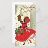 ヴィンテージクリスマスガールアットドアステップ シーズンカード (正面/裏面)