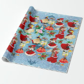 ヴィンテージクリスマスガールズ ラッピングペーパー (アンロールド)