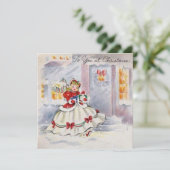 ヴィンテージクリスマスガールプレゼント シーズンカード (スタンド正面)