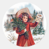 ヴィンテージクリスマスガールホリデイ ラウンドシール (正面)