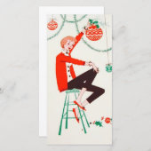 ヴィンテージクリスマスガールホールディングオーナメントホリデイC シーズンカード (正面/裏面)