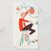 ヴィンテージクリスマスガールホールディングオーナメントホリデイC シーズンカード (正面)