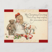 ヴィンテージクリスマスガールポストカード シーズンポストカード (正面)