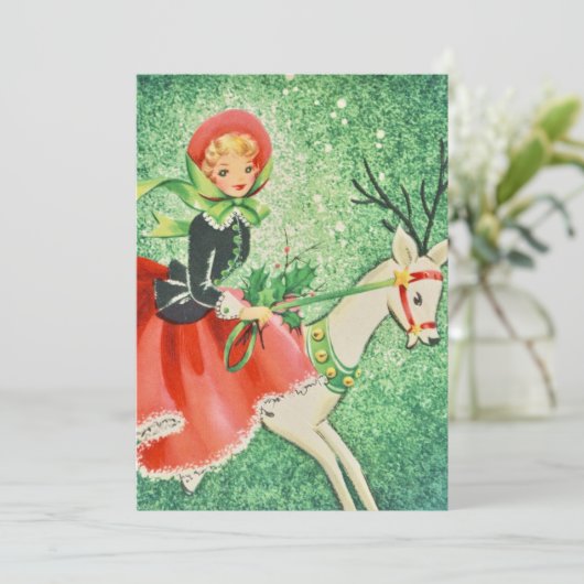 ヴィンテージクリスマスガールライディングトインデナー シーズンカード (スタンド正面)