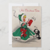 ヴィンテージクリスマスガール歌 シーズンカード (正面)