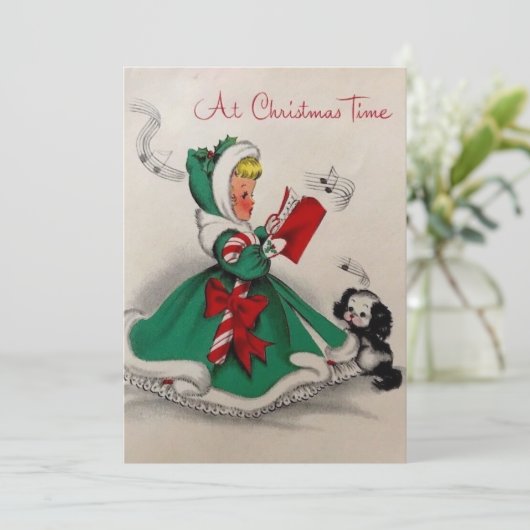 ヴィンテージクリスマスガール歌 シーズンカード (スタンド正面)