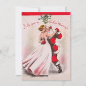 ヴィンテージクリスマスガール踊りウィズサンタクロース シーズンカード (正面)