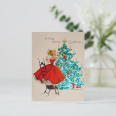 ヴィンテージクリスマスガール飾ズツリー シーズンポストカード (スタンド正面)