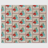 ヴィンテージクリスマスガール飾ズツリー ラッピングペーパー (フラット)