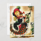 ヴィンテージクリスマスガール シーズンポストカード (正面/裏面)