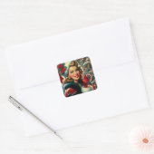 ヴィンテージクリスマスガール スクエアシール (封筒)