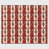 ヴィンテージクリスマスガール、スノーフレークスラッピング紙 ラッピングペーパー (フラット)