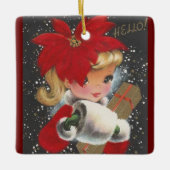 ヴィンテージクリスマスガール セラミックオーナメント (正面)