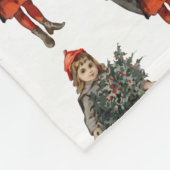 ヴィンテージクリスマスガール&ホリーベリーモノグラムの フリースブランケット (角)