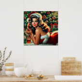 ヴィンテージクリスマスガール ポスター (キッチン)