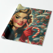 ヴィンテージクリスマスガール ラッピングペーパー (アンロールド)