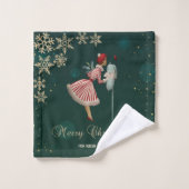 ヴィンテージクリスマスガール、雪片 バスタオルセット (ウォッシュタオル)