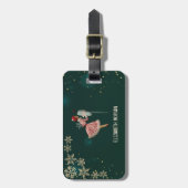 ヴィンテージクリスマスガール、雪片 ラゲッジタグ (正面縦)