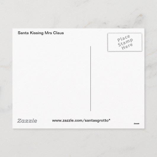 ヴィンテージクリスマスキスをするサンタ夫人クロース シーズンポストカード (裏面)