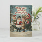 ヴィンテージクリスマスキッズあいさつきらめくき シーズンカード (スタンド正面)