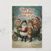 ヴィンテージクリスマスキッズあいさつきらめくき シーズンカード (正面/裏面)