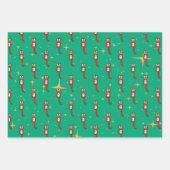 ヴィンテージクリスマスキットカットクロックかわいい ラッピングペーパーシート (正面3)