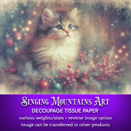 ヴィンテージクリスマスキットンアンティークアートデカップージ 薄葉紙