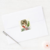 ヴィンテージクリスマスキットンアンドホリー住所 シール (封筒)