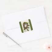 ヴィンテージクリスマスキットングリーンスクエアステッカー スクエアシール (封筒)