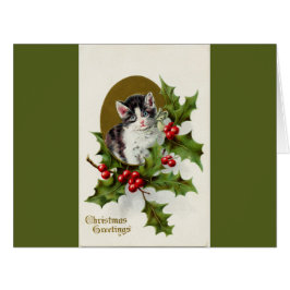 ヴィンテージクリスマスキットングリーンビッググリーティングカード