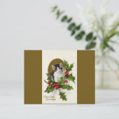 ヴィンテージクリスマスキットン金ゴールドはがき シーズンポストカード (スタンド正面)