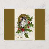 ヴィンテージクリスマスキットン金ゴールドはがき シーズンポストカード (正面)