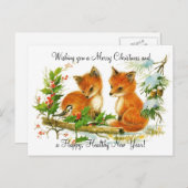 ヴィンテージクリスマスキツネ シーズンポストカード