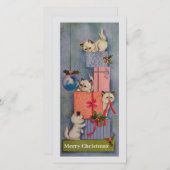 ヴィンテージクリスマスキャッツオープンギフトホリデーカード シーズンカード (正面/裏面)