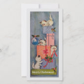 ヴィンテージクリスマスキャッツオープンギフトホリデーカード シーズンカード (正面)