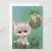 ヴィンテージクリスマスキャットとオーナメント シーズンカード (正面/裏面)