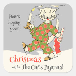ヴィンテージクリスマスキャットのパジャマCC1274 魅力的 スクエアシール