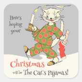 ヴィンテージクリスマスキャットのパジャマCC1274 魅力的 スクエアシール (正面)