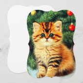 ヴィンテージクリスマスキャットカード (正面/裏面)