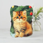 ヴィンテージクリスマスキャットカード (スタンド正面)